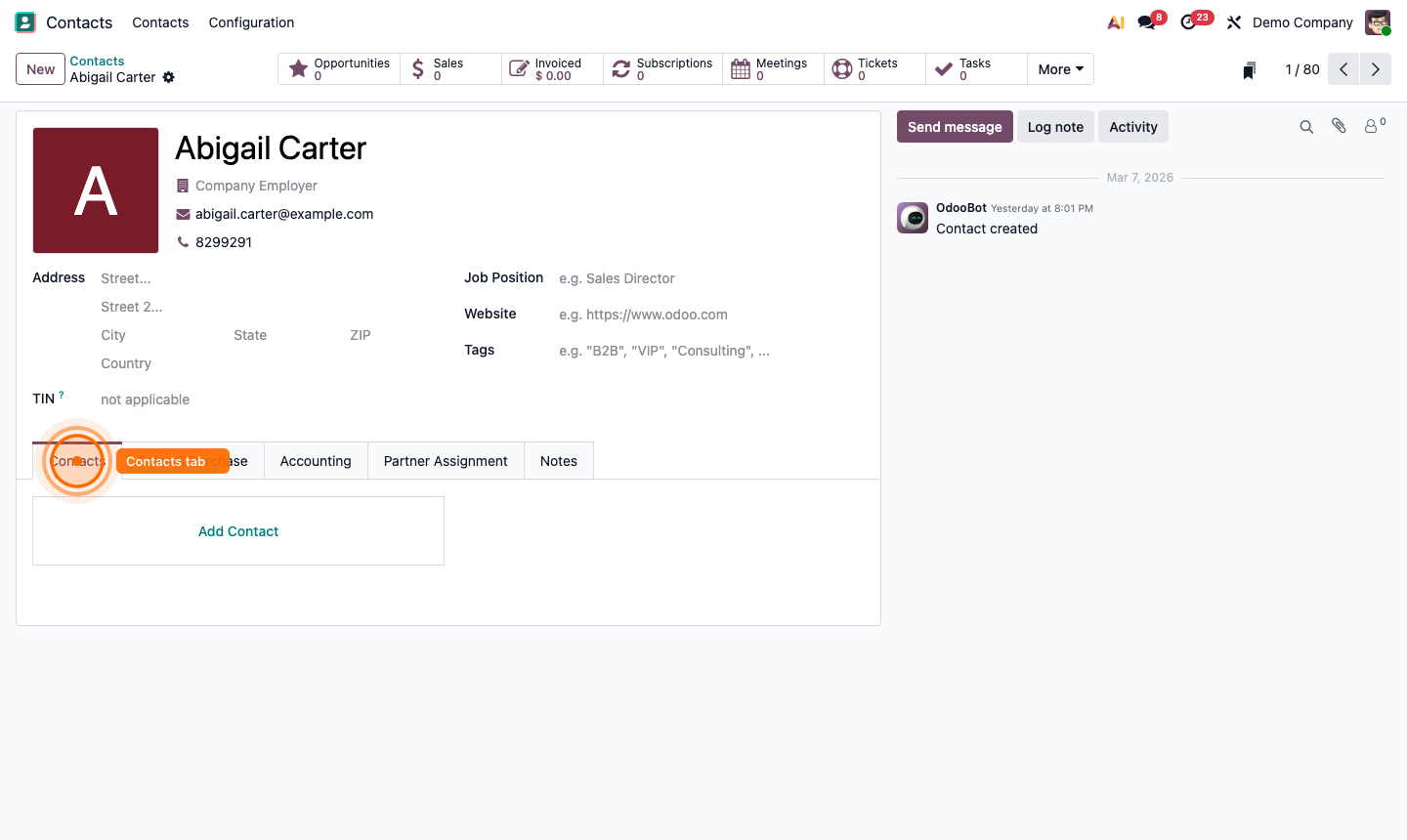 Step 3: Company record showing linked individual contacts
