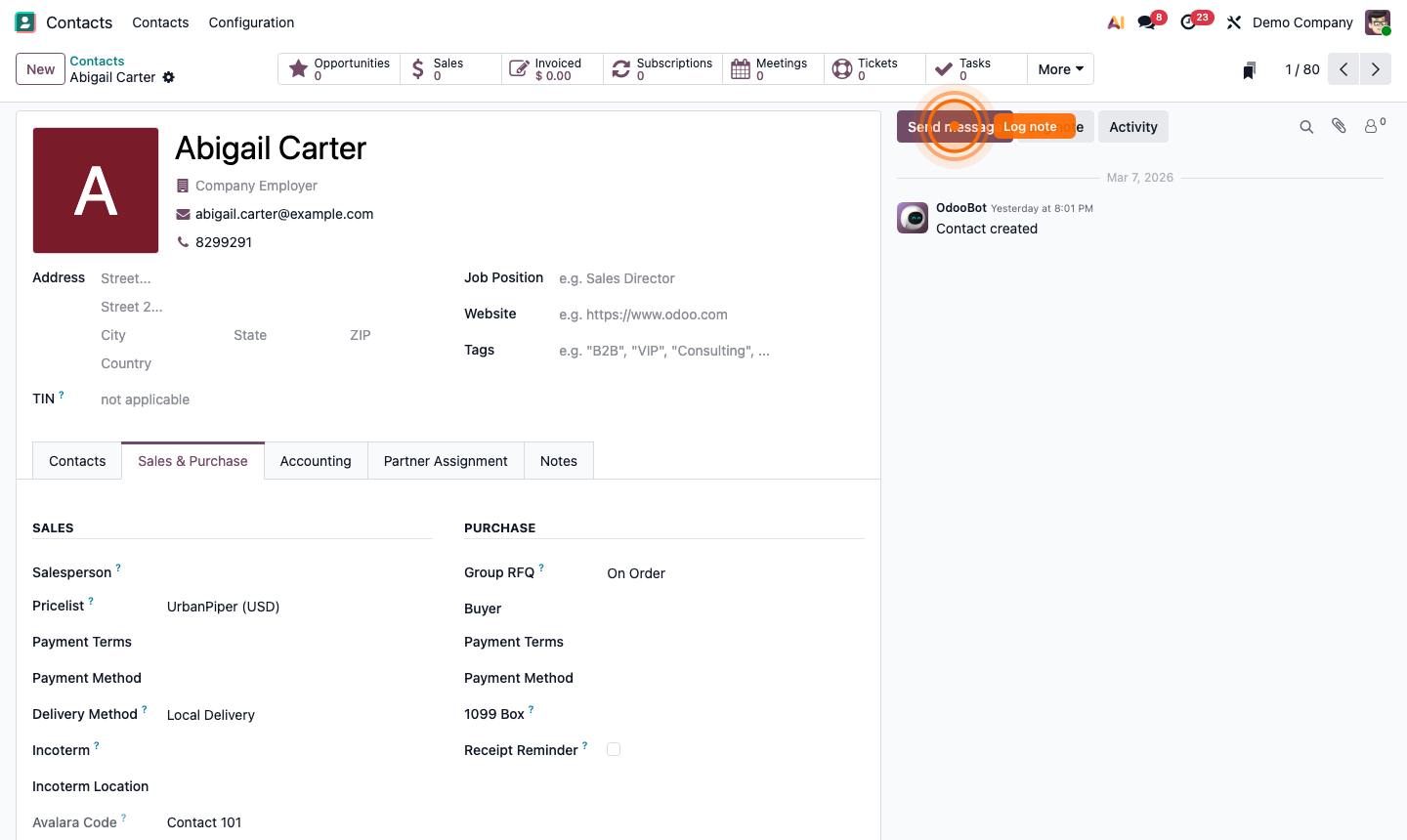 Step 5: Accounting tab with financial configuration