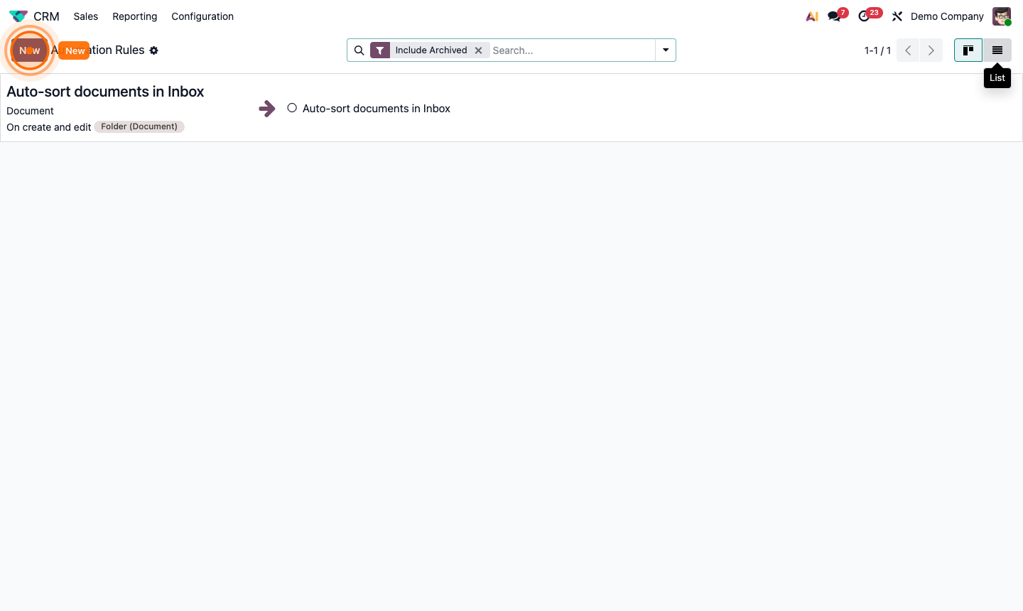 Step 6: Automated action configuration for CRM stage trigger with schedule activity action